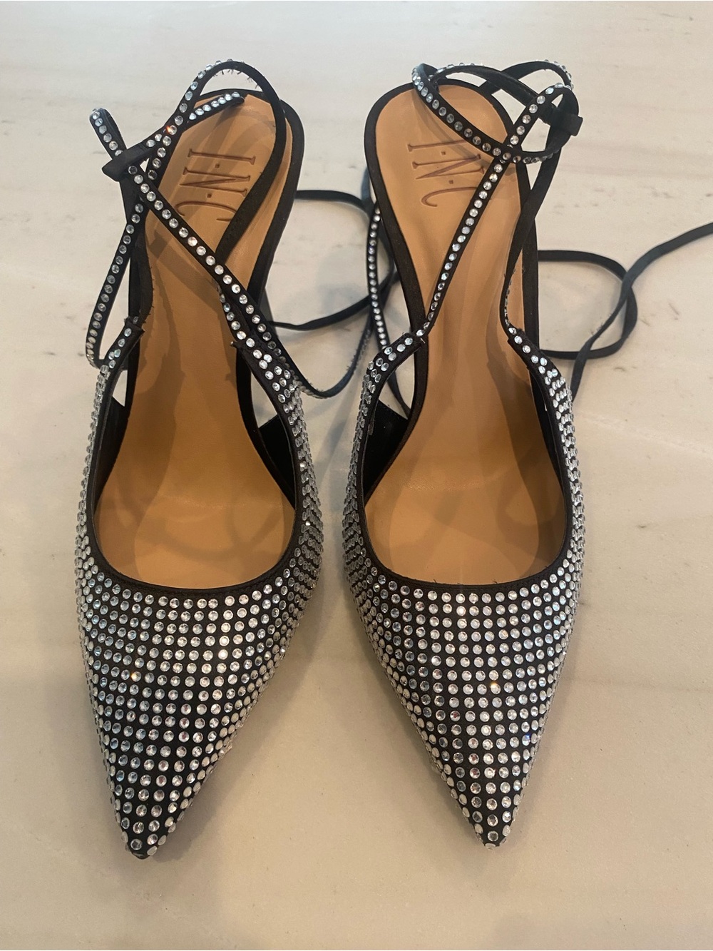 Like new INC crystal embellished heels size 6
